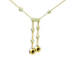 Taşlı Belly Kolye - Dumanlı kuvars ve akuamarin 925 ayar altın kaplama gümüş kolye (40 cm gümüş rolo zincir) #1henzi8