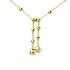 Taşlı Belly Kolye - Beyaz zirkon ve peridot 18 ayar altın kolye (40 cm altın rolo zincir) #1hu50e2