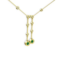 Kök zümrüt ve swarovski 8 ayar altın kolye (40 cm altın rolo zincir)