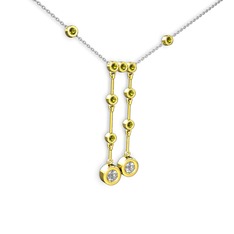 Taşlı Belly Kolye - Swarovski ve peridot 925 ayar altın kaplama gümüş kolye (40 cm beyaz altın rolo zincir) #1j2xbri