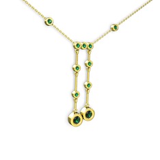 Taşlı Belly Kolye - Yeşil kuvars 8 ayar altın kolye (40 cm gümüş rolo zincir) #1jhzcvt