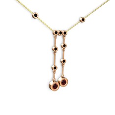 Taşlı Belly Kolye - Garnet ve siyah zirkon 18 ayar rose altın kolye (40 cm altın rolo zincir) #1jsa945