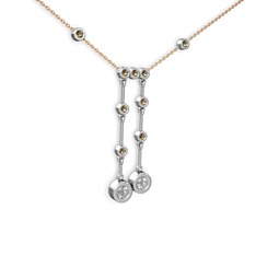 Taşlı Belly Kolye - Swarovski ve dumanlı kuvars 925 ayar gümüş kolye (40 cm rose altın rolo zincir) #1lmqp3h