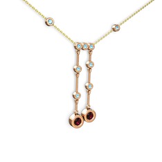 Taşlı Belly Kolye - Rodolit garnet ve akuamarin 925 ayar rose altın kaplama gümüş kolye (40 cm altın rolo zincir) #1m6ttzs