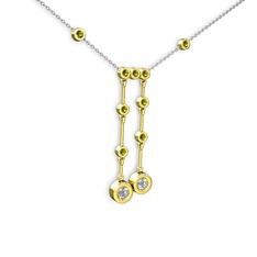 Taşlı Belly Kolye - Swarovski ve peridot 14 ayar altın kolye (40 cm beyaz altın rolo zincir) #1oipbjm