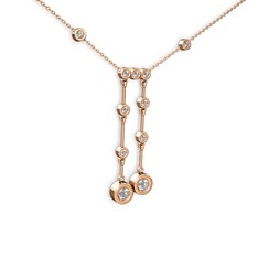 Taşlı Belly Kolye - Pırlanta ve swarovski 18 ayar rose altın kolye (0.48 karat, 40 cm rose altın rolo zincir) #1piid90
