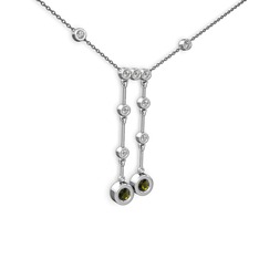 Taşlı Belly Kolye - Peridot ve pırlanta 925 ayar gümüş kolye (0.324 karat, 40 cm gümüş rolo zincir) #1q7b5a0