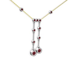 Kök yakut ve garnet 14 ayar beyaz altın kolye (40 cm altın rolo zincir)