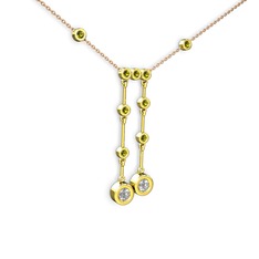 Taşlı Belly Kolye - Beyaz zirkon ve peridot 8 ayar altın kolye (40 cm rose altın rolo zincir) #1qx2ij8