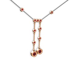 Taşlı Belly Kolye - Kök yakut 14 ayar rose altın kolye (40 cm gümüş rolo zincir) #1r4mllq