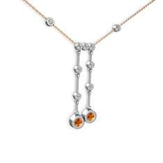 Taşlı Belly Kolye - Sitrin ve swarovski 8 ayar beyaz altın kolye (40 cm gümüş rolo zincir) #1rzah0j