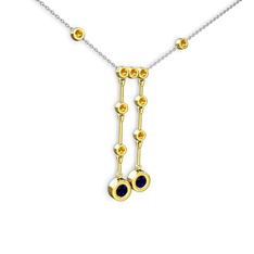 Taşlı Belly Kolye - Lab safir ve sitrin 925 ayar altın kaplama gümüş kolye (40 cm gümüş rolo zincir) #1s2h5c8