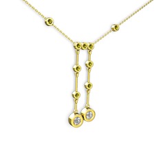 Taşlı Belly Kolye - Pırlanta ve peridot 18 ayar altın kolye (0.48 karat, 40 cm altın rolo zincir) #1s8kvki