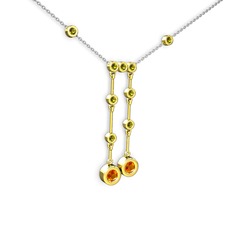 Taşlı Belly Kolye - Sitrin ve peridot 8 ayar altın kolye (40 cm beyaz altın rolo zincir) #1s9jwmb