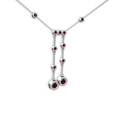 Taşlı Belly Kolye - Garnet 925 ayar gümüş kolye (40 cm beyaz altın rolo zincir) #1stwstl