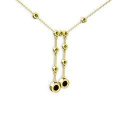Taşlı Belly Kolye - Siyah zirkon ve peridot 14 ayar altın kolye (40 cm altın rolo zincir) #1ve9nfh