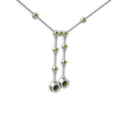 Taşlı Belly Kolye - Peridot 18 ayar beyaz altın kolye (40 cm gümüş rolo zincir) #1xmxs54
