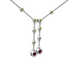 Taşlı Belly Kolye - Rodolit garnet ve peridot 925 ayar gümüş kolye (40 cm gümüş rolo zincir) #1yazuwp
