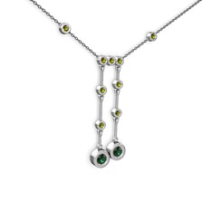 Yeşil kuvars ve peridot 925 ayar gümüş kolye (40 cm gümüş rolo zincir)