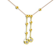 Pırlanta ve sitrin 14 ayar altın kolye (0.48 karat, 40 cm rose altın rolo zincir)