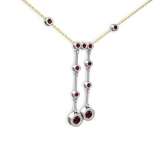 Taşlı Belly Kolye - Garnet 925 ayar gümüş kolye (40 cm gümüş rolo zincir) #4jxfau