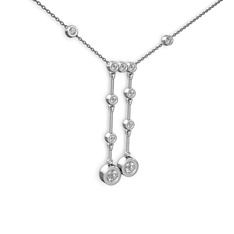 Taşlı Belly Kolye - Swarovski ve beyaz zirkon 8 ayar beyaz altın kolye (40 cm gümüş rolo zincir) #ap6lki