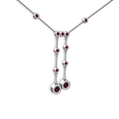 Taşlı Belly Kolye - Rodolit garnet ve garnet 925 ayar gümüş kolye (40 cm gümüş rolo zincir) #atu823