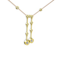 Taşlı Belly Kolye - Beyaz zirkon 8 ayar altın kolye (40 cm rose altın rolo zincir) #cn0qjj