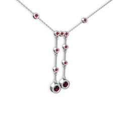 Taşlı Belly Kolye - Rodolit garnet ve kök yakut 925 ayar gümüş kolye (40 cm beyaz altın rolo zincir) #hfi7ho