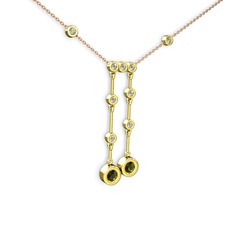 Taşlı Belly Kolye - Peridot ve beyaz zirkon 8 ayar altın kolye (40 cm gümüş rolo zincir) #j1btt6