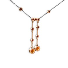 Taşlı Belly Kolye - Sitrin ve garnet 8 ayar rose altın kolye (40 cm gümüş rolo zincir) #jc6mvd