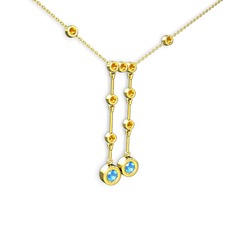 Taşlı Belly Kolye - Akuamarin ve sitrin 925 ayar altın kaplama gümüş kolye (40 cm gümüş rolo zincir) #jxlkdz