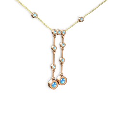 Taşlı Belly Kolye - Akuamarin 925 ayar rose altın kaplama gümüş kolye (40 cm altın rolo zincir) #l0ebgd