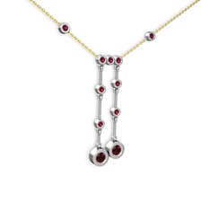 Garnet ve rodolit garnet 8 ayar beyaz altın kolye (40 cm altın rolo zincir)