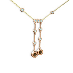 Taşlı Belly Kolye - Dumanlı kuvars ve akuamarin 925 ayar rose altın kaplama gümüş kolye (40 cm altın rolo zincir) #muxp12