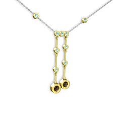 Taşlı Belly Kolye - Dumanlı kuvars ve akuamarin 14 ayar altın kolye (40 cm gümüş rolo zincir) #ohjxfa