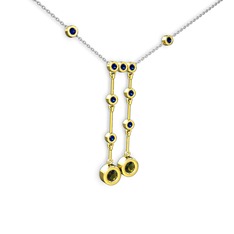 Peridot ve lab safir 14 ayar altın kolye (40 cm beyaz altın rolo zincir)