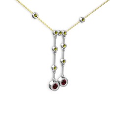 Taşlı Belly Kolye - Garnet ve peridot 925 ayar gümüş kolye (40 cm gümüş rolo zincir) #psvlbc