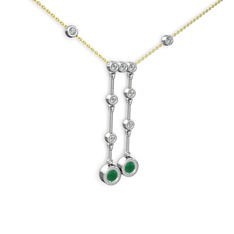 Taşlı Belly Kolye - Kök zümrüt ve swarovski 925 ayar gümüş kolye (40 cm altın rolo zincir) #pxohsy