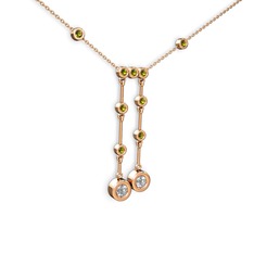 Taşlı Belly Kolye - Swarovski ve peridot 14 ayar rose altın kolye (40 cm rose altın rolo zincir) #qc6hzn