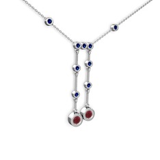 Taşlı Belly Kolye - Kök yakut ve lab safir 925 ayar gümüş kolye (40 cm gümüş rolo zincir) #rq4j8i