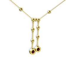 Taşlı Belly Kolye - Rodolit garnet ve dumanlı kuvars 925 ayar altın kaplama gümüş kolye (40 cm altın rolo zincir) #t3cyta