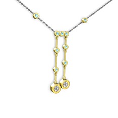 Taşlı Belly Kolye - Swarovski ve akuamarin 925 ayar altın kaplama gümüş kolye (40 cm gümüş rolo zincir) #vgjxeu