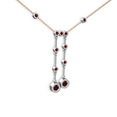 Taşlı Belly Kolye - Garnet 925 ayar gümüş kolye (40 cm rose altın rolo zincir) #x89lxm