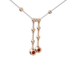 Kök yakut ve swarovski 18 ayar rose altın kolye (40 cm beyaz altın rolo zincir)
