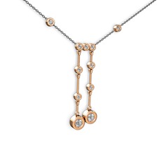 Taşlı Belly Kolye - Beyaz zirkon 14 ayar rose altın kolye (40 cm gümüş rolo zincir) #z5ers9