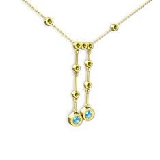 Taşlı Belly Kolye - Akuamarin ve peridot 18 ayar altın kolye (40 cm altın rolo zincir) #z7x6fi