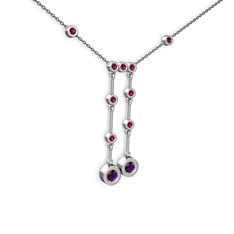 Taşlı Belly Kolye - Ametist ve rodolit garnet 925 ayar gümüş kolye (40 cm gümüş rolo zincir) #zxwd5c