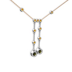 Taşlı Belly Kolye - Peridot ve sitrin 925 ayar gümüş kolye (40 cm rose altın rolo zincir) #zyhshp