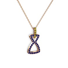 Simla Kolye - Peridot ve lab safir 18 ayar rose altın kolye (40 cm gümüş rolo zincir) #1017a0t